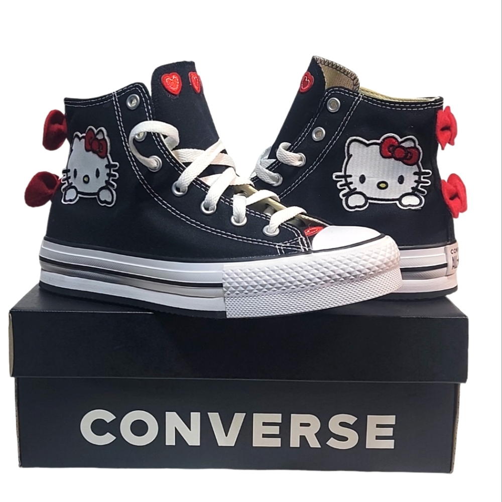 Converse Womens Chuck Taylor All Star High Tops Custom Made Hello Kitty Sneakers